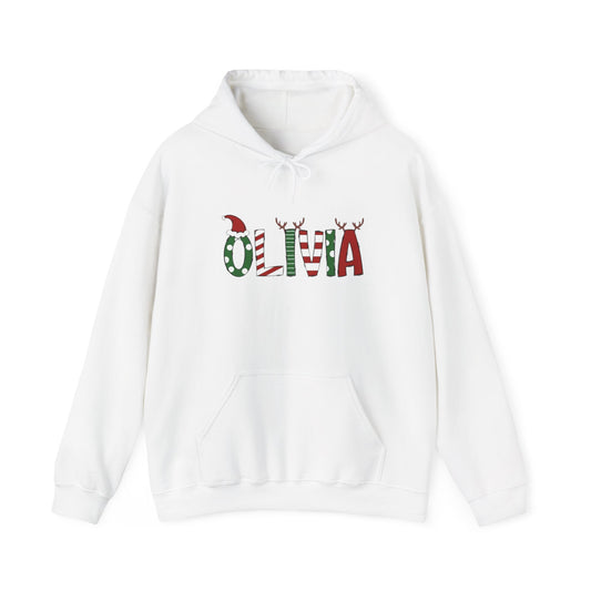 Olivia Christmas Name Hoodie — Personalized Holiday Kids & Adult Sweatshirt