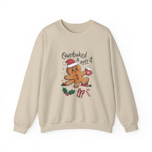 Gingerbread 'Overbaked & Over It' Holiday Crewneck Sweatshirt