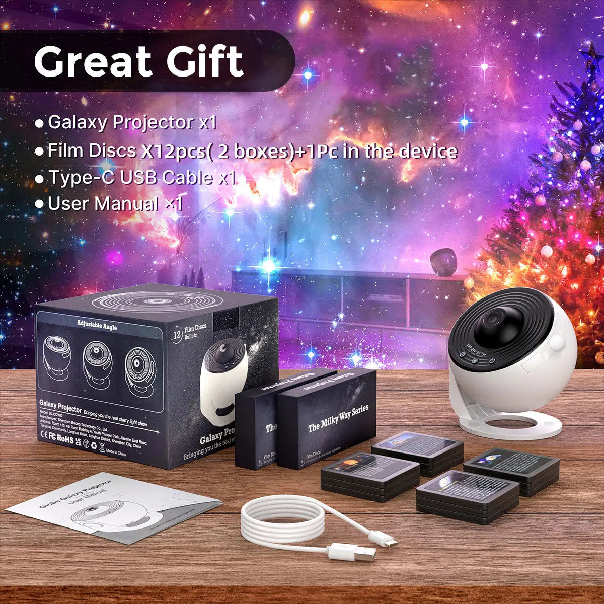 Galaxy Ultra Star Projector HD Image Area LED Night Light