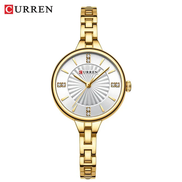 CURREN 9097 Women's Casual Quartz Watch Elegant Simple Design Waterproof Stainless Steel Strap Fashion Business Wristwatch Lady