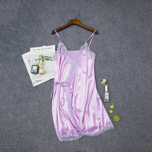 Women's Elastic Satin Nightdress Lingerie Home Pajamas Lingerie