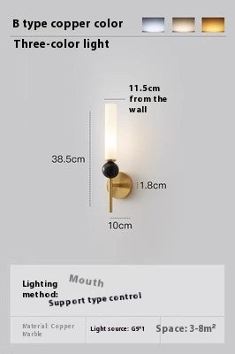 Copper Living Room And Bedside LED Wall Lamp