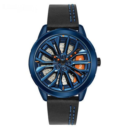 Men's Fashion Wheel Series Good Luck Comes Watch Trendy Unique Casual