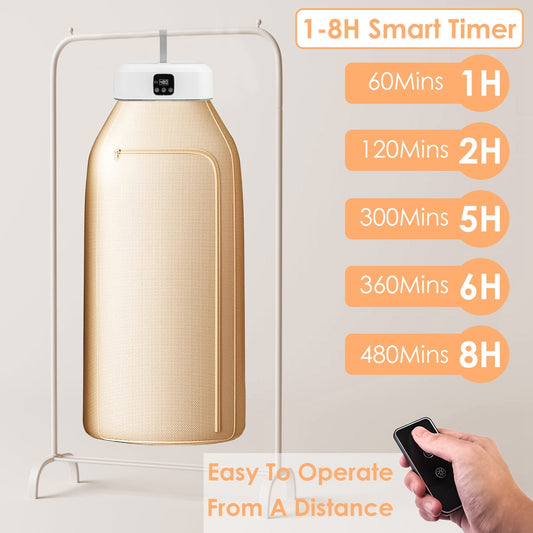Remote Control Portable Clothes Dryer Machine Mini Foldable With Timer UV Sterilization