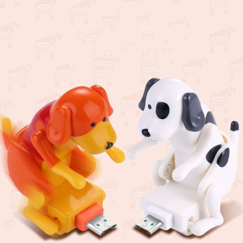 Cartoon Rogue Dog And Puppy Data Cable