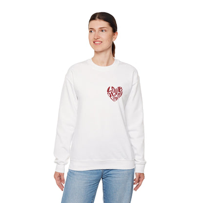 "Love of My Life" Couple Sweatshirt Small Red Heart Graphic Valentine Gift Top
