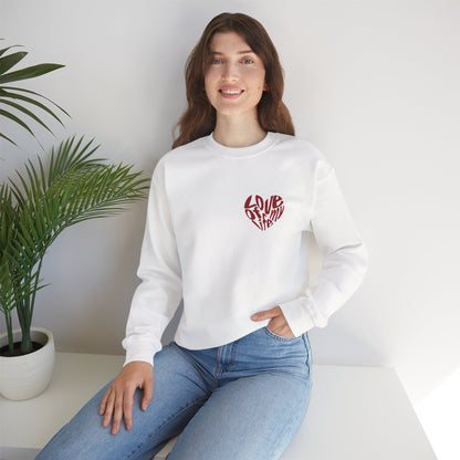 "Love of My Life" Couple Sweatshirt Small Red Heart Graphic Valentine Gift Top