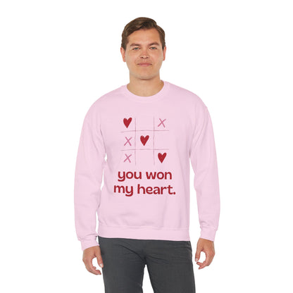 "You Won My Heart" Tic Tac Toe Sweatshirt – Cute Valentine Holiday Pullover Gift