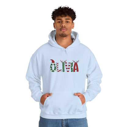 Olivia Christmas Name Hoodie — Personalized Holiday Kids & Adult Sweatshirt