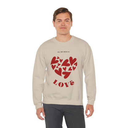 Love Heart Crewneck Sweatshirt — “All We Need is Love” Valentine Pullover