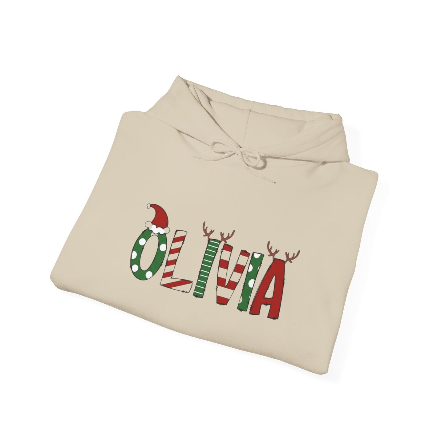 Olivia Christmas Name Hoodie — Personalized Holiday Kids & Adult Sweatshirt