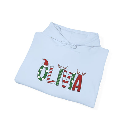 Olivia Christmas Name Hoodie — Personalized Holiday Kids & Adult Sweatshirt