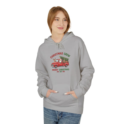 Christmas Crew Hoodie - Red Vintage Truck with Tree, "Merry Christmas Ho Ho Ho"