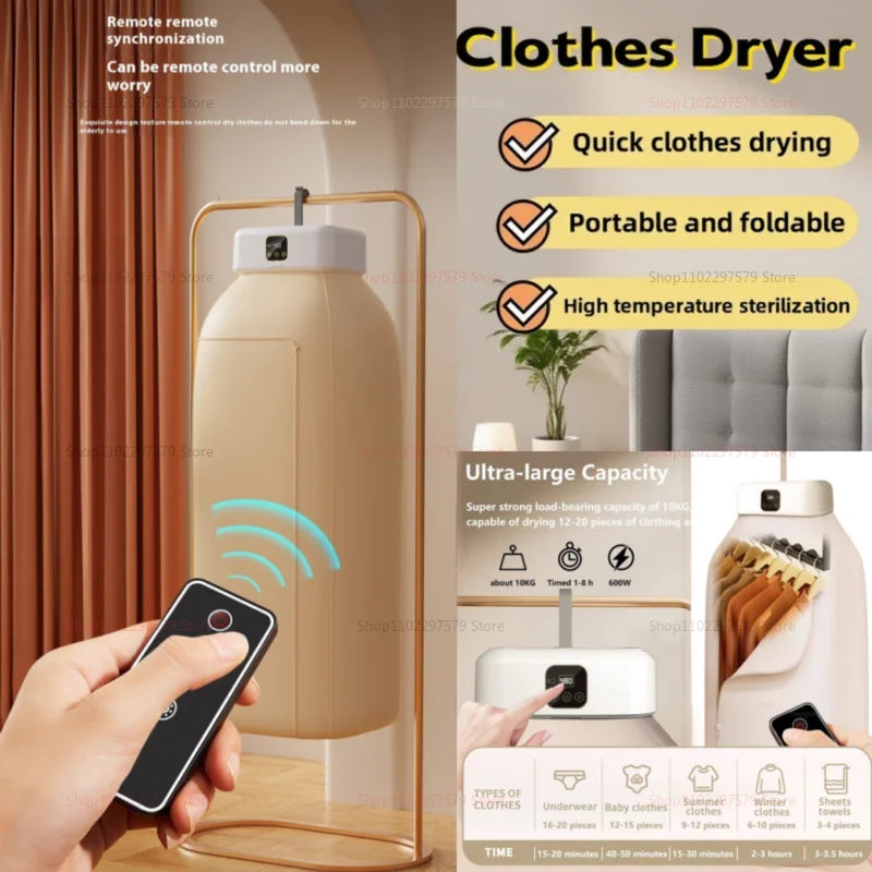 Remote Control Portable Electric Clothes Dryer