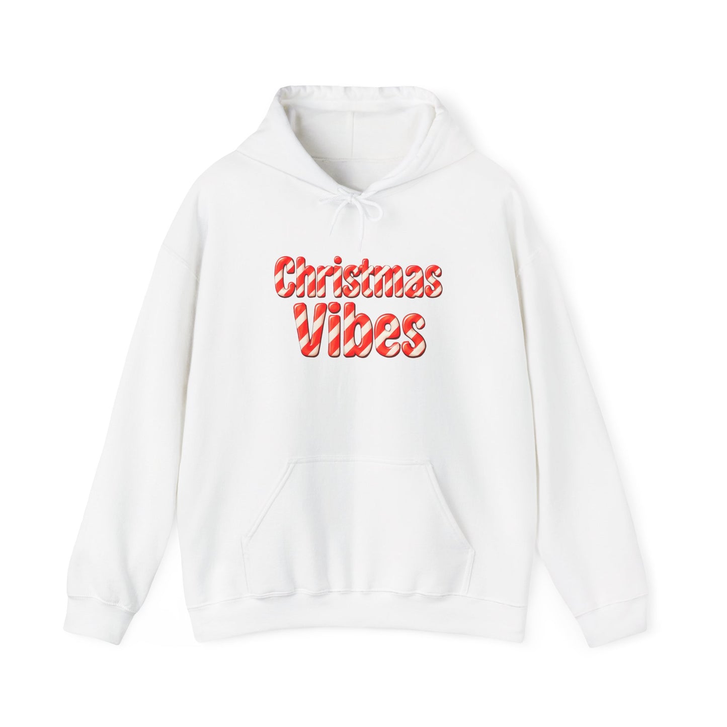 Christmas Vibes Hoodie – Candy Cane Text Holiday Sweatshirt
