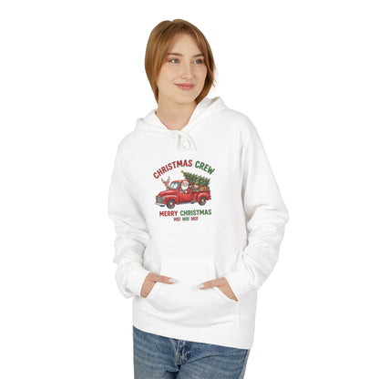 Christmas Crew Hoodie - Red Vintage Truck with Tree, "Merry Christmas Ho Ho Ho"