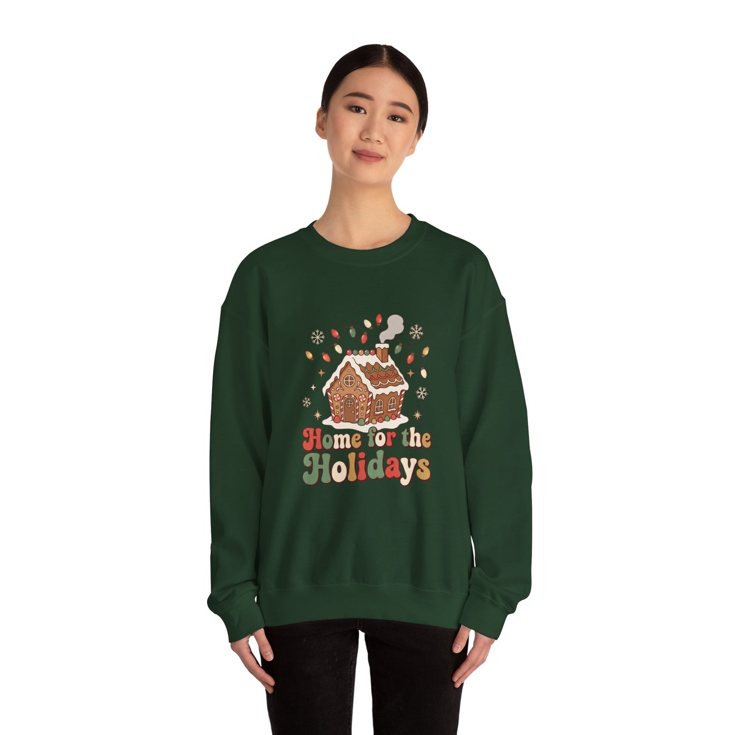 Holiday Gingerbread Sweatshirt — "Home for the Holidays" Crewneck