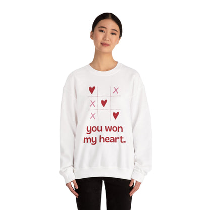 "You Won My Heart" Tic Tac Toe Sweatshirt – Cute Valentine Holiday Pullover Gift