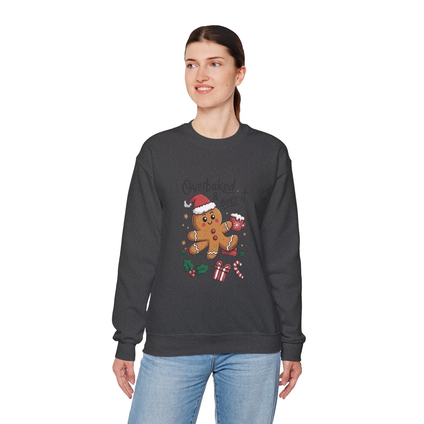 Gingerbread 'Overbaked & Over It' Holiday Crewneck Sweatshirt