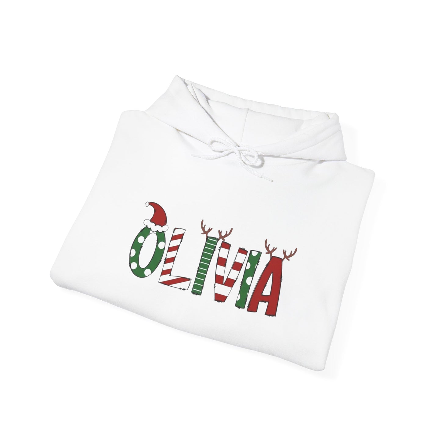 Olivia Christmas Name Hoodie — Personalized Holiday Kids & Adult Sweatshirt