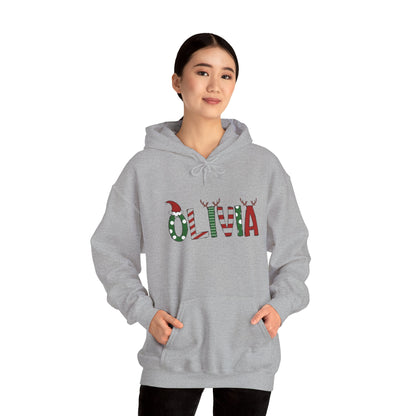 Olivia Christmas Name Hoodie — Personalized Holiday Kids & Adult Sweatshirt
