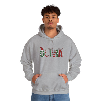 Olivia Christmas Name Hoodie — Personalized Holiday Kids & Adult Sweatshirt