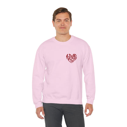 "Love of My Life" Couple Sweatshirt Small Red Heart Graphic Valentine Gift Top