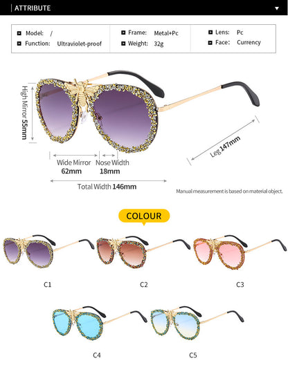 Bee Sunglasses Diamond Retro Metal