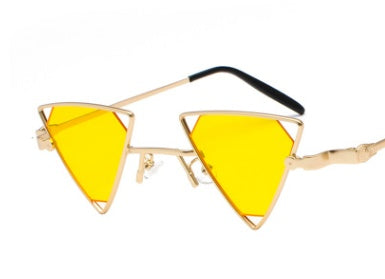 new sunglasses punk wind triangle hollow sunglasses glasses Europe and the United States personality metal sunglasses