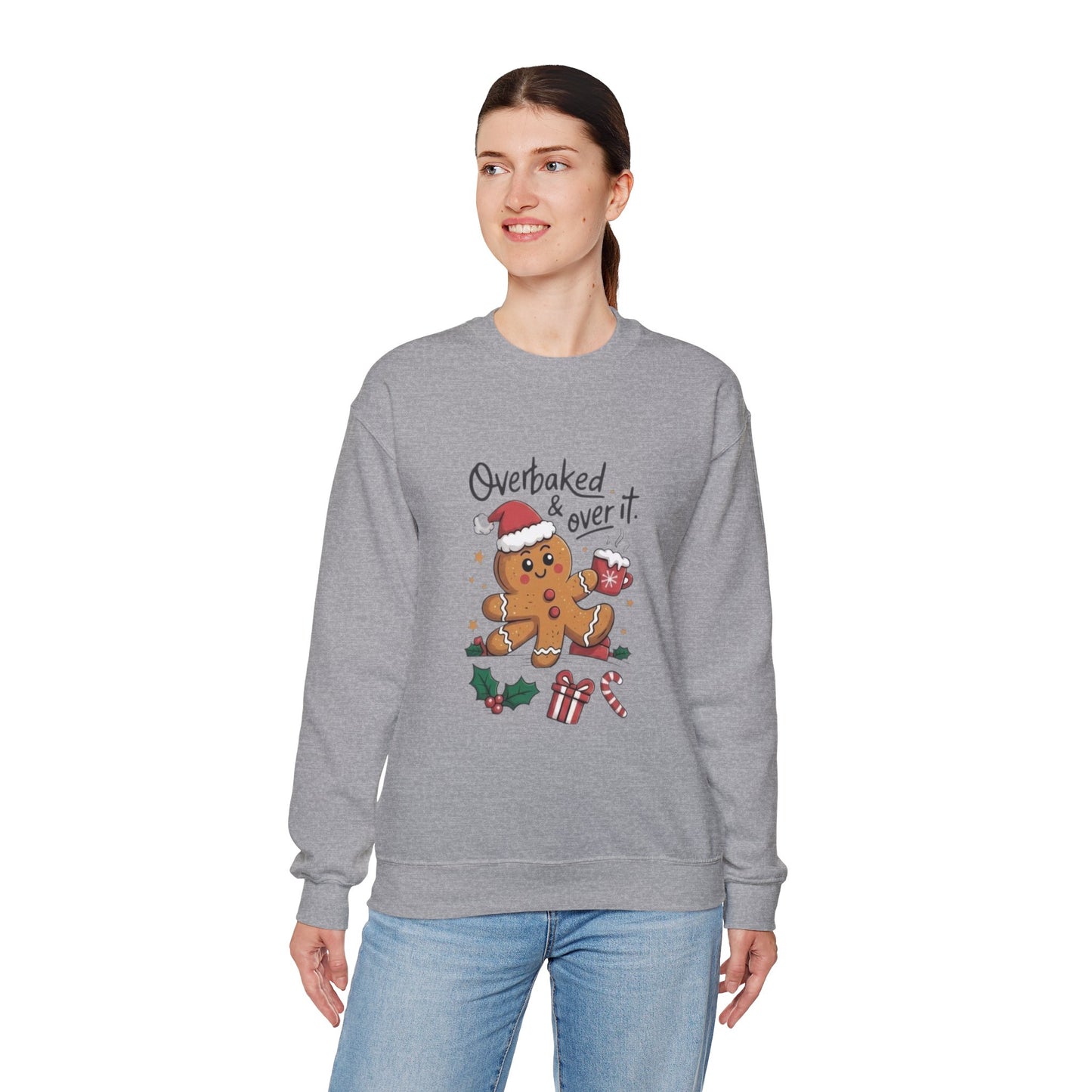 Gingerbread 'Overbaked & Over It' Holiday Crewneck Sweatshirt