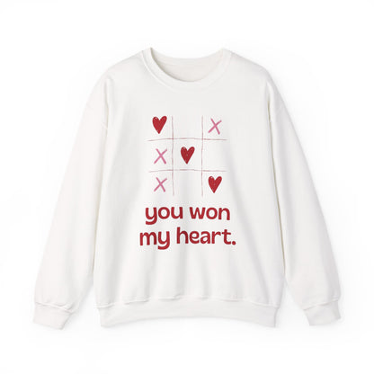 "You Won My Heart" Tic Tac Toe Sweatshirt – Cute Valentine Holiday Pullover Gift