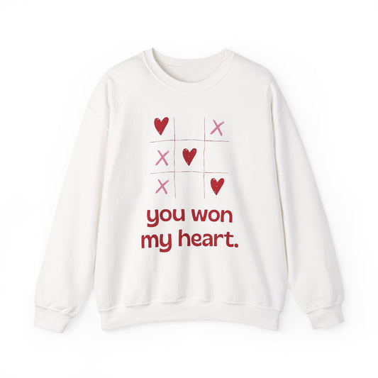 "You Won My Heart" Tic Tac Toe Sweatshirt – Cute Valentine Holiday Pullover Gift