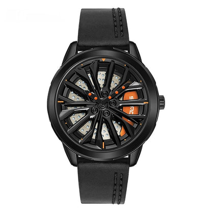 Men's Fashion Wheel Series Good Luck Comes Watch Trendy Unique Casual