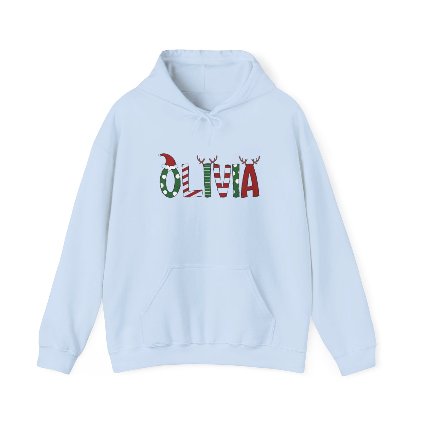 Olivia Christmas Name Hoodie — Personalized Holiday Kids & Adult Sweatshirt