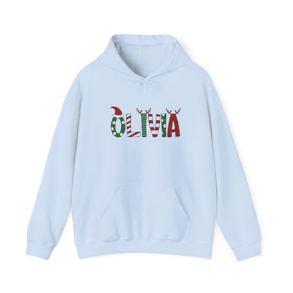 Olivia Christmas Name Hoodie — Personalized Holiday Kids & Adult Sweatshirt