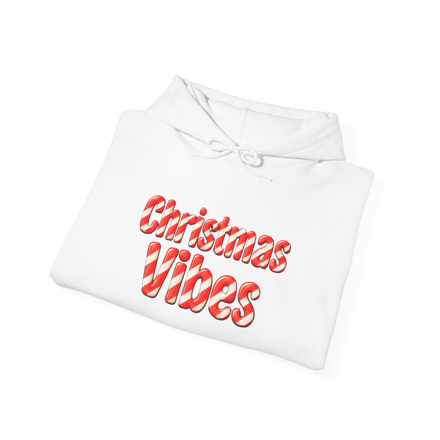 Christmas Vibes Hoodie – Candy Cane Text Holiday Sweatshirt