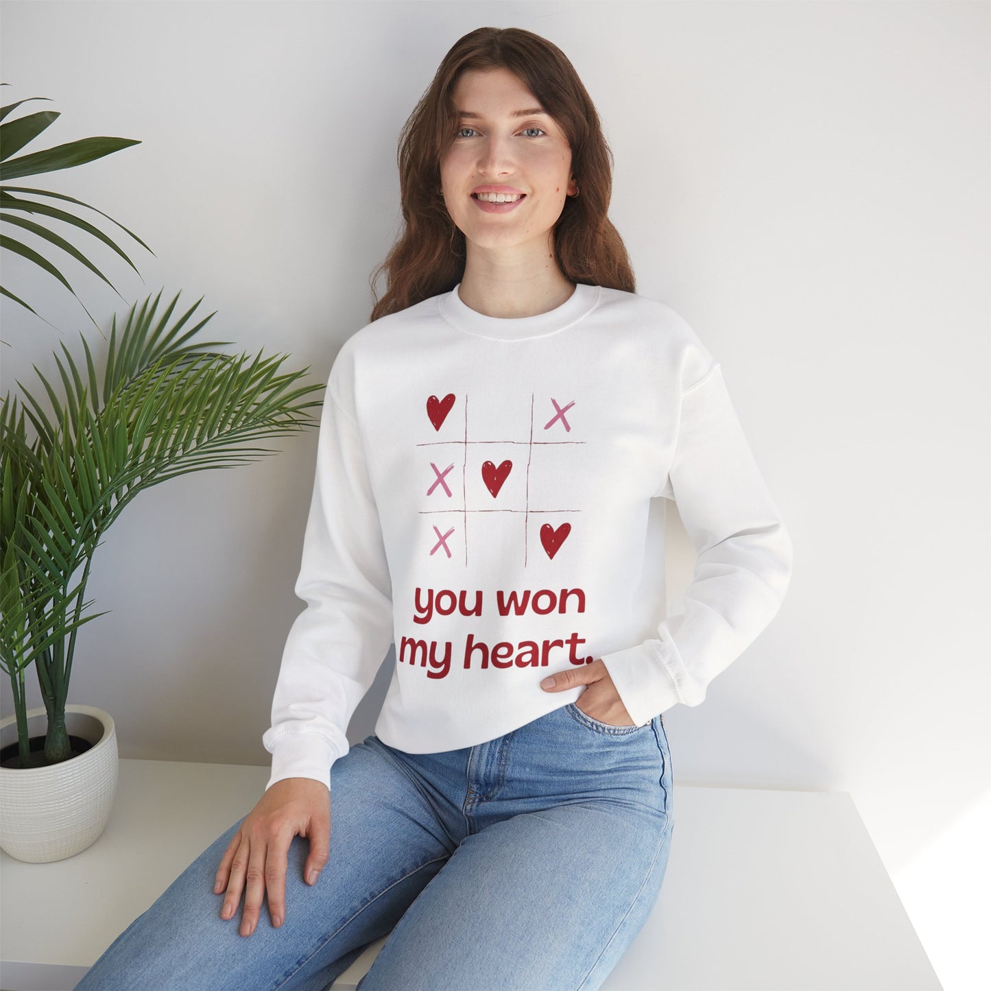 "You Won My Heart" Tic Tac Toe Sweatshirt – Cute Valentine Holiday Pullover Gift