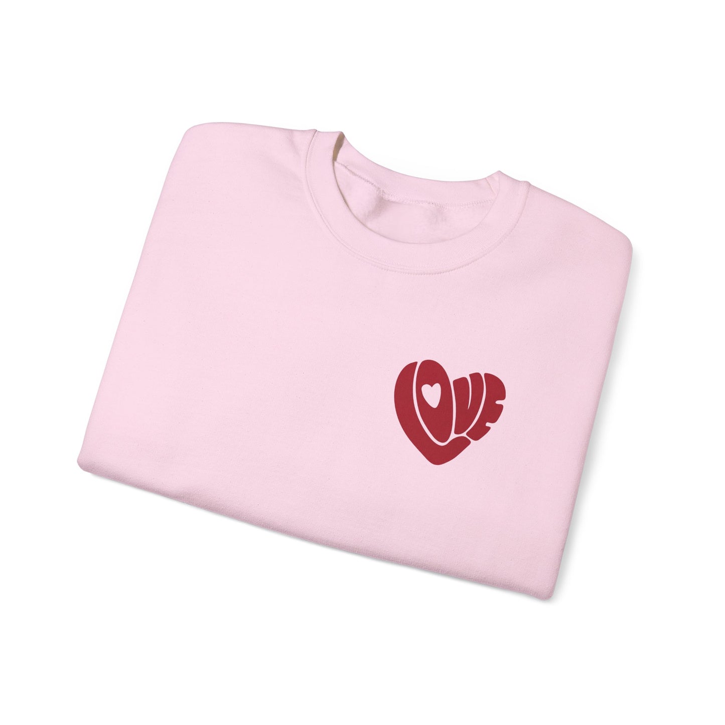 Love Heart Crewneck Sweatshirt — Retro Red "Love" Chest Graphic