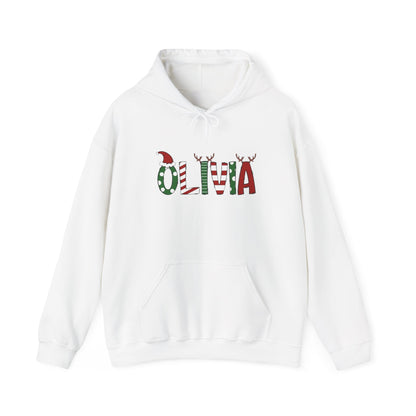 Olivia Christmas Name Hoodie — Personalized Holiday Kids & Adult Sweatshirt
