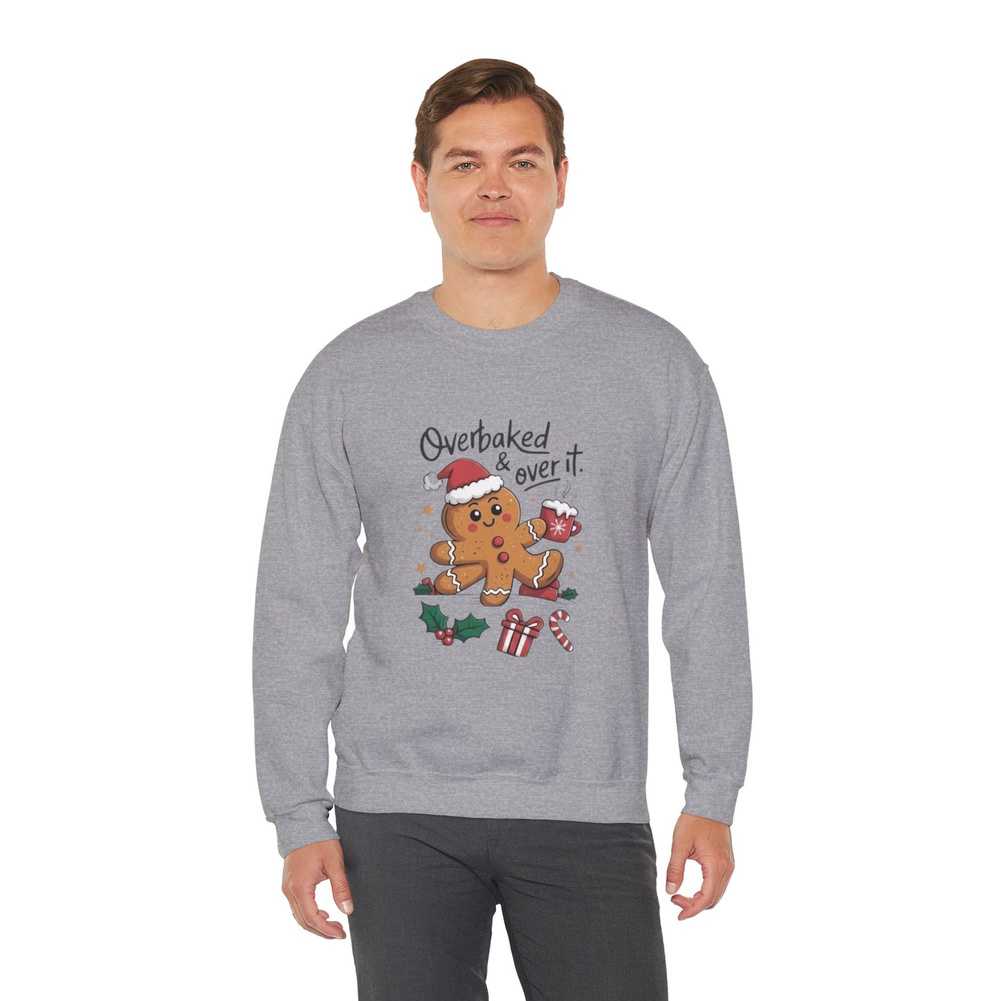 Gingerbread 'Overbaked & Over It' Holiday Crewneck Sweatshirt