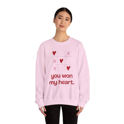 "You Won My Heart" Tic Tac Toe Sweatshirt – Cute Valentine Holiday Pullover Gift