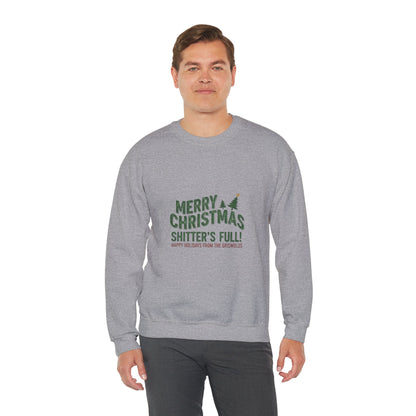 Christmas Sweatshirt - "Merry Christmas Shitter's Full" Funny Holiday Crewneck