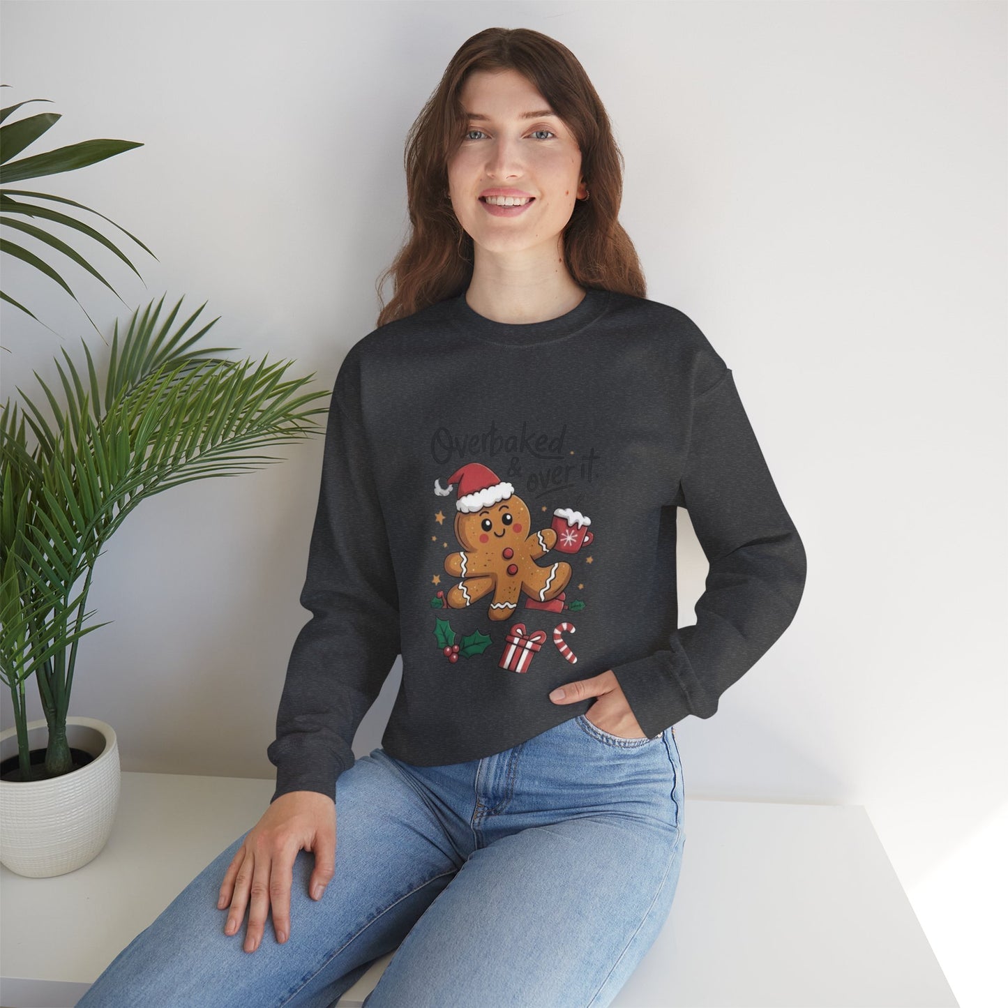Gingerbread 'Overbaked & Over It' Holiday Crewneck Sweatshirt