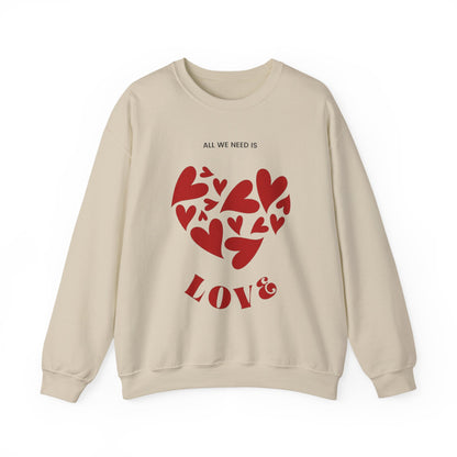 Love Heart Crewneck Sweatshirt — “All We Need is Love” Valentine Pullover