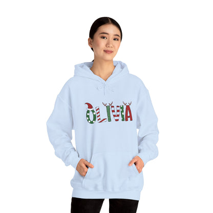 Olivia Christmas Name Hoodie — Personalized Holiday Kids & Adult Sweatshirt