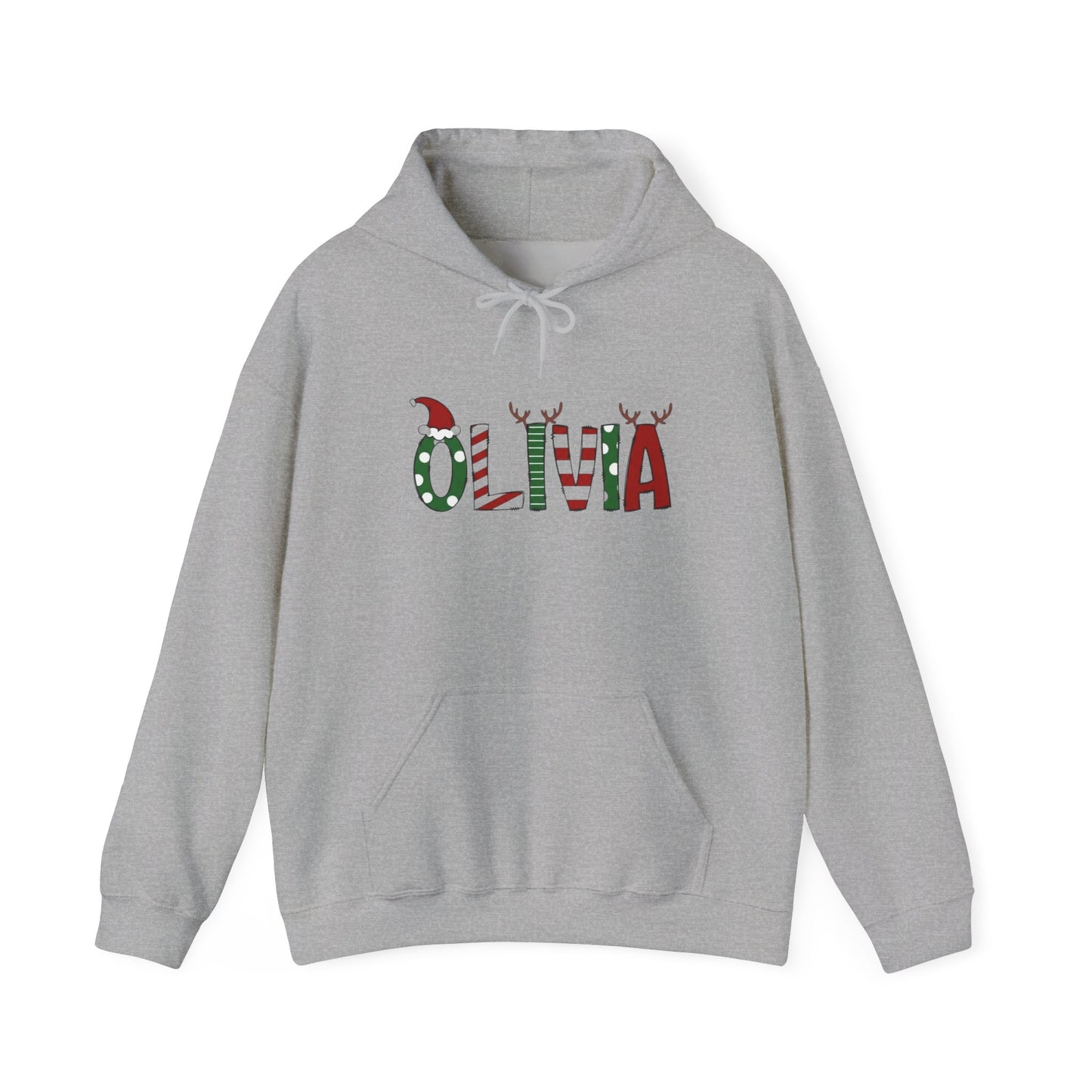 Olivia Christmas Name Hoodie — Personalized Holiday Kids & Adult Sweatshirt