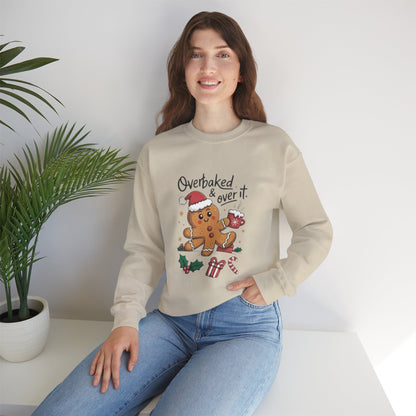 Gingerbread 'Overbaked & Over It' Holiday Crewneck Sweatshirt