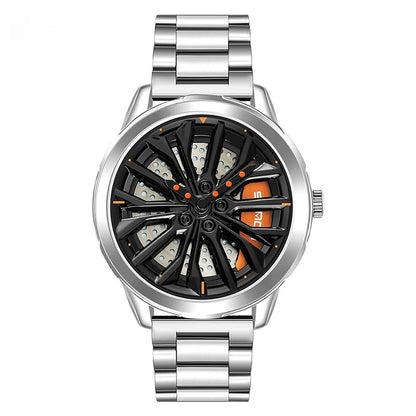 Men's Fashion Wheel Series Good Luck Comes Watch Trendy Unique Casual