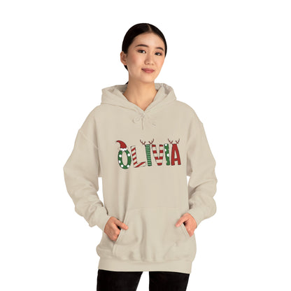 Olivia Christmas Name Hoodie — Personalized Holiday Kids & Adult Sweatshirt