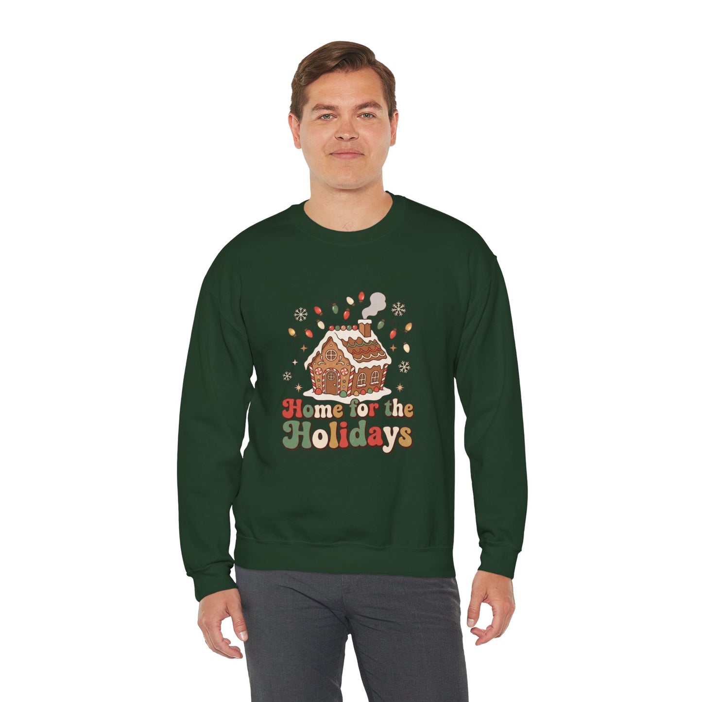 Holiday Gingerbread Sweatshirt — "Home for the Holidays" Crewneck